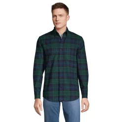 Men's Lands' End Traditional-Fit Flagship Flannel Shirt -Cheap Mens Casual Outdoor Clothing Store 4549519 Green Blackwatch