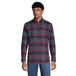 Men's Lands' End Traditional-Fit Flagship Flannel Shirt -Cheap Mens Casual Outdoor Clothing Store 4549519 Navy Multi Plaid