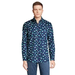Men's Lands' End Traditional-Fit Flagship Flannel Shirt -Cheap Mens Casual Outdoor Clothing Store 4549519 Navy Tree