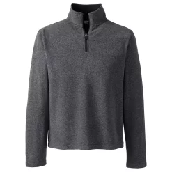 Men's Lands' End Fleece Quarter-Zip Pullover -Cheap Mens Casual Outdoor Clothing Store 4550765 Dark Charcoal Heather