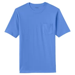 Men's Land's End Super-T Short Sleeve T-Shirt with Pocket -Cheap Mens Casual Outdoor Clothing Store 4553947 Chicory Blue
