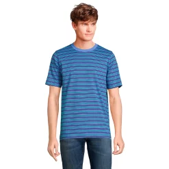 Big & Tall Lands' End Super-T Tee -Cheap Mens Casual Outdoor Clothing Store 4553950 Blue Emerald Stripe