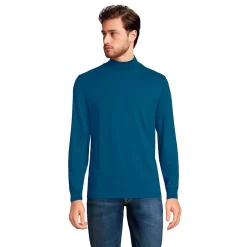 Big & Tall Lands' End Super Mock Turtleneck -Cheap Mens Casual Outdoor Clothing Store 4555571 Evening Blue