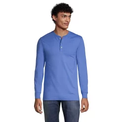 Men's Lands' End Super-T Henley -Cheap Mens Casual Outdoor Clothing Store 4561322 Chicory Blue