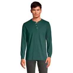 Men's Lands' End Super-T Henley -Cheap Mens Casual Outdoor Clothing Store 4561322 Deep Woodland Green