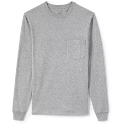 Men's Lands' End Super-T Henley -Cheap Mens Casual Outdoor Clothing Store 4561322 Gray Heather
