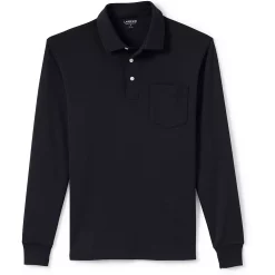 Men's Lands' End Classic-Fit Super Soft Supima Pocket Polo -Cheap Mens Casual Outdoor Clothing Store 4561437 Black