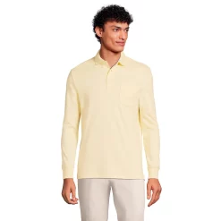 Men's Lands' End Classic-Fit Super Soft Supima Pocket Polo -Cheap Mens Casual Outdoor Clothing Store 4561437 Golden Candle Light
