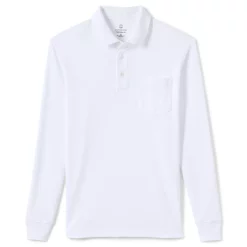 Men's Lands' End Classic-Fit Super Soft Supima Pocket Polo -Cheap Mens Casual Outdoor Clothing Store 4561437 White