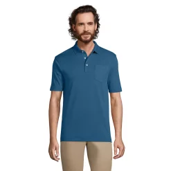 Men's Lands' End Super Soft Supima Pocket Polo -Cheap Mens Casual Outdoor Clothing Store 4561620 Evening Blue