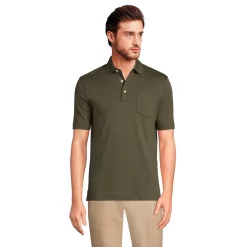Men's Lands' End Super Soft Supima Pocket Polo -Cheap Mens Casual Outdoor Clothing Store 4561620 Forest Moss