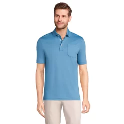 Men's Lands' End Super Soft Supima Pocket Polo -Cheap Mens Casual Outdoor Clothing Store 4561620 Muted Blue