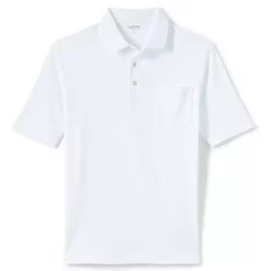 Men's Lands' End Super Soft Supima Pocket Polo -Cheap Mens Casual Outdoor Clothing Store 4561620 White