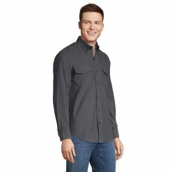 Men's Lands' End Traditional-Fit Comfort-First Lightweight Plaid Flannel Button-Down Shirt -Cheap Mens Casual Outdoor Clothing Store 4562701 ALT2