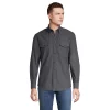 Men's Lands' End Traditional-Fit Comfort-First Lightweight Plaid Flannel Button-Down Shirt -Cheap Mens Casual Outdoor Clothing Store 4562701 Charcoal Herringbone
