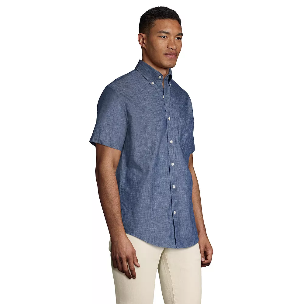 Men's Lands' End Traditional-Fit Chambray Button-Down Shirt 7 Men's Lands' End Traditional-Fit Chambray Button-Down Shirt - Image 5