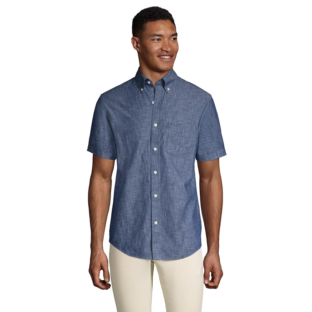 Men's Lands' End Traditional-Fit Chambray Button-Down Shirt 5 Men's Lands' End Traditional-Fit Chambray Button-Down Shirt - Image 3