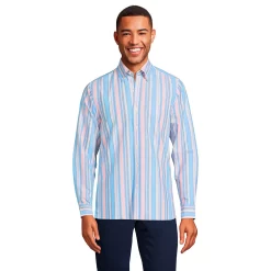 Men's Lands' End Button-Down Sail Rigger Oxford Button-Down Shirt -Cheap Mens Casual Outdoor Clothing Store 4563318 Lily Multi Stripe