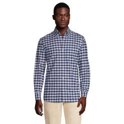 Men's Lands' End Button-Down Sail Rigger Oxford Button-Down Shirt -Cheap Mens Casual Outdoor Clothing Store 4563318 Sea Navy White Check
