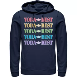 Men's Star Wars Pride Yoda Best Rainbow Text Stack Hoodie -Cheap Mens Casual Outdoor Clothing Store 4780305 Navy