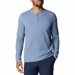 Men's Columbia Pine Peak Waffle Henley -Cheap Mens Casual Outdoor Clothing Store 4898094 Bluestone