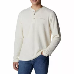 Men's Columbia Pine Peak Waffle Henley -Cheap Mens Casual Outdoor Clothing Store 4898094 Chalk