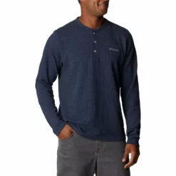 Men's Columbia Pine Peak Waffle Henley -Cheap Mens Casual Outdoor Clothing Store 4898094 Collegiate Navy