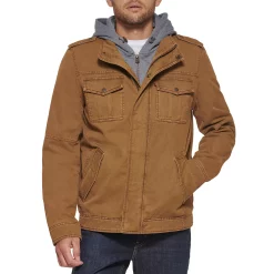 Men's Levi's® Washed Cotton Sherpa-Lined Hooded Trucker Jacket -Cheap Mens Casual Outdoor Clothing Store 4913808 Brown
