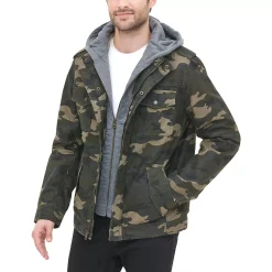 Men's Levi's® Washed Cotton Quilt-Lined Hooded Trucker Jacket -Cheap Mens Casual Outdoor Clothing Store 4913812 Camouflage