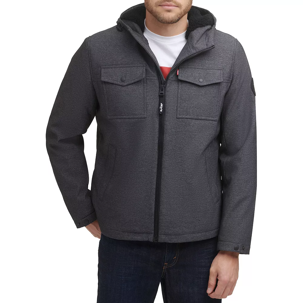 Men's Levi's® Softshell Sherpa-Lined Hooded Performance Jacket 3 Men's Levi's® Softshell Sherpa-Lined Hooded Performance Jacket