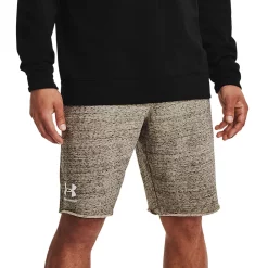 Men's Under Armour Rival French-Terry Shorts -Cheap Mens Casual Outdoor Clothing Store 4931846 Khaki Base Heather