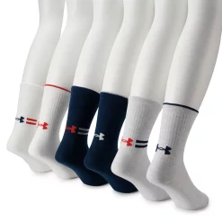 Men's Under Armour 6-pack Essential Lite Crew Socks -Cheap Mens Casual Outdoor Clothing Store 4940700 White Academy