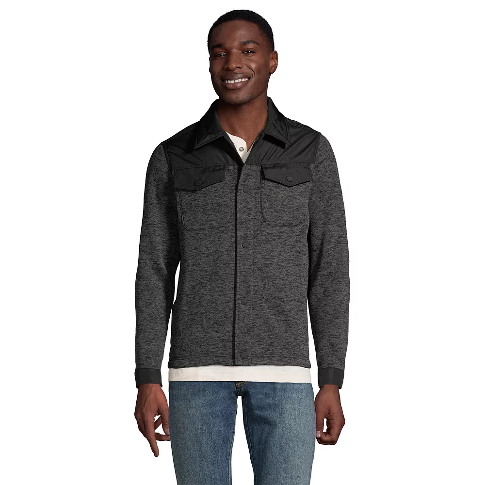 Men's Lands' End Hybrid Sweater Fleece Shirt Jacket 4 Men's Lands' End Hybrid Sweater Fleece Shirt Jacket - Image 2