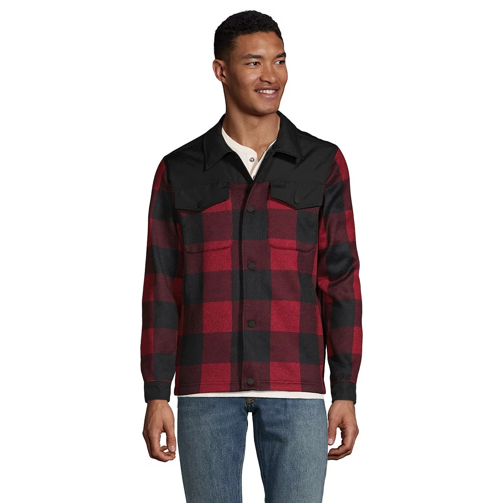 Men's Lands' End Hybrid Sweater Fleece Shirt Jacket 3 Men's Lands' End Hybrid Sweater Fleece Shirt Jacket