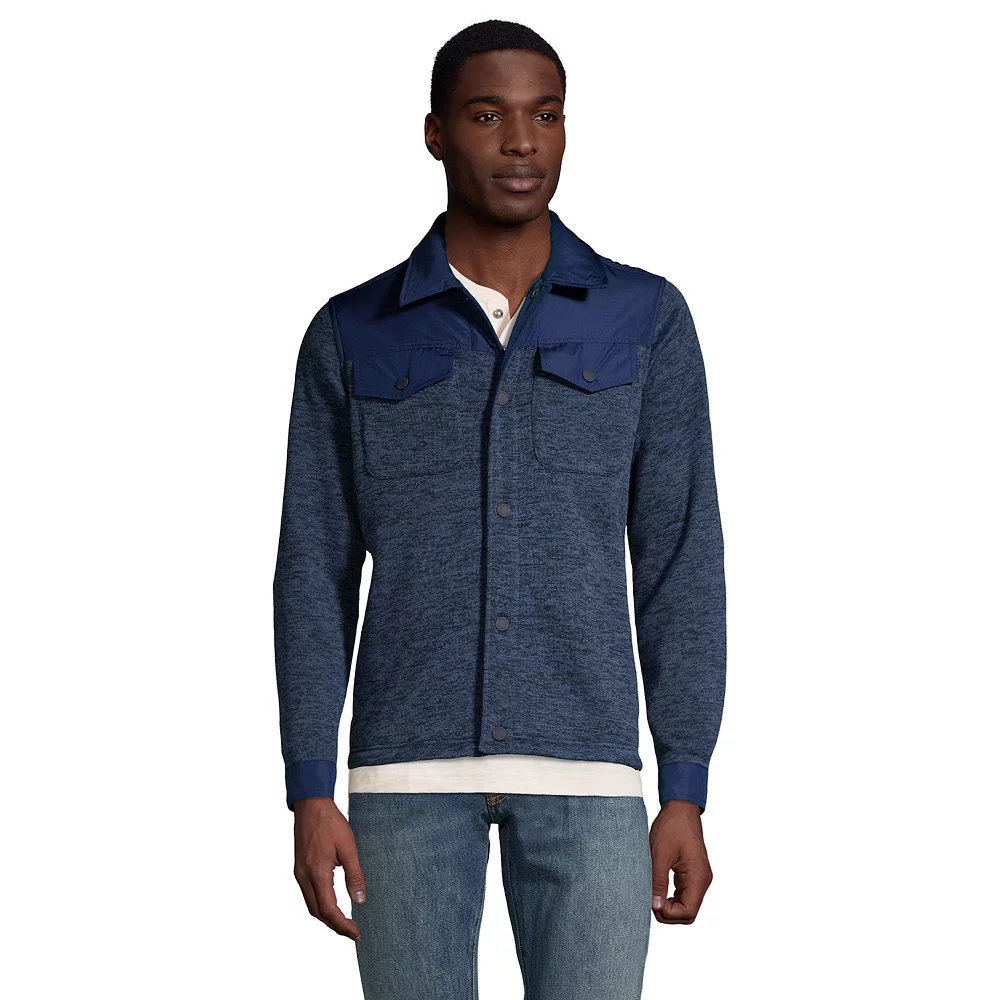 Men's Lands' End Hybrid Sweater Fleece Shirt Jacket 6 Men's Lands' End Hybrid Sweater Fleece Shirt Jacket - Image 4