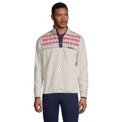 Men's Lands' End Snap-Neck Fleece Pullover -Cheap Mens Casual Outdoor Clothing Store 4941427 Fair Isle