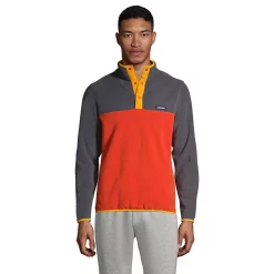 Men's Lands' End Snap-Neck Fleece Pullover -Cheap Mens Casual Outdoor Clothing Store 4941427 Gray Orange