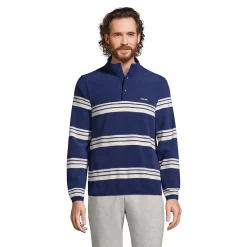 Men's Lands' End Snap-Neck Fleece Pullover -Cheap Mens Casual Outdoor Clothing Store 4941427 Navy Stripe