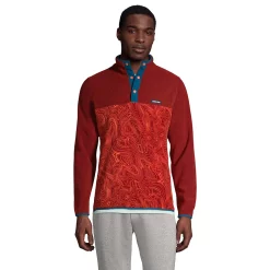 Men's Lands' End Snap-Neck Fleece Pullover -Cheap Mens Casual Outdoor Clothing Store 4941427 Rust Red Wave