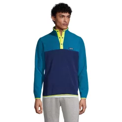 Men's Lands' End Snap-Neck Fleece Pullover -Cheap Mens Casual Outdoor Clothing Store 4941427 Teal Navy