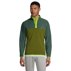 Men's Lands' End Snap-Neck Fleece Pullover -Cheap Mens Casual Outdoor Clothing Store 4941427 Willow Green
