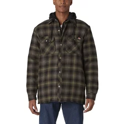Men's Dickies Fleece Hooded Flannel Shirt Jacket with Hydroshield 17 Men's Dickies Fleece Hooded Flannel Shirt Jacket with Hydroshield -Cheap Mens Casual Outdoor Clothing Store 4941775 Military Green Plaid