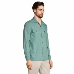 Men's Lands' End Traditional-Fit Textured Camp-Collar Button-Down Shirt 13 Men's Lands' End Traditional-Fit Textured Camp-Collar Button-Down Shirt -Cheap Mens Casual Outdoor Clothing Store 5015394 ALT2