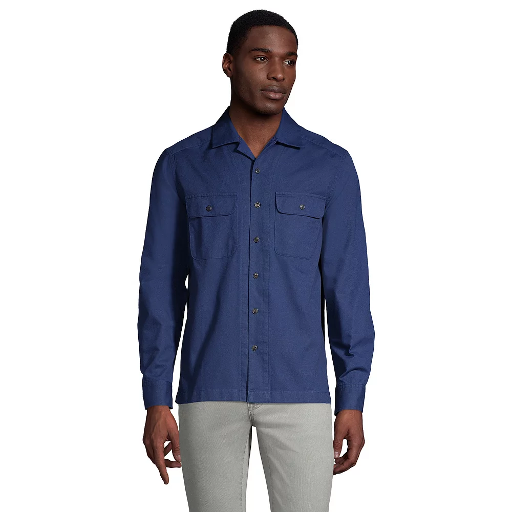 Men's Lands' End Traditional-Fit Textured Camp-Collar Button-Down Shirt 3 Men's Lands' End Traditional-Fit Textured Camp-Collar Button-Down Shirt