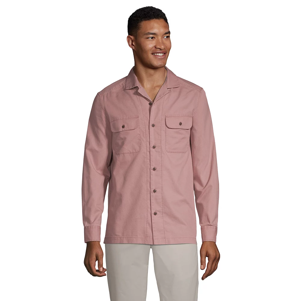 Men's Lands' End Traditional-Fit Textured Camp-Collar Button-Down Shirt 6 Men's Lands' End Traditional-Fit Textured Camp-Collar Button-Down Shirt - Image 4