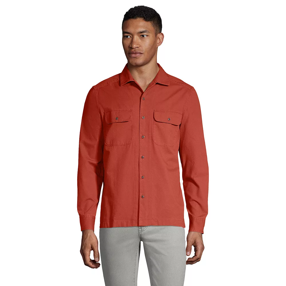 Men's Lands' End Traditional-Fit Textured Camp-Collar Button-Down Shirt 4 Men's Lands' End Traditional-Fit Textured Camp-Collar Button-Down Shirt - Image 2