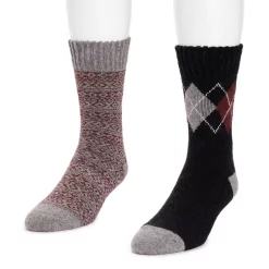 Men's MUK LUKS 2-pack Wool-Blend Boot Socks -Cheap Mens Casual Outdoor Clothing Store 5033836 Burgundy Black