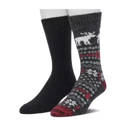 Cuddl Duds Socks For Men 2-pack Fairisle & Solid Crew Socks