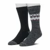 Men's Cuddl Duds 2-pack Diamond Boarder Fairisle & Solid Crew Socks