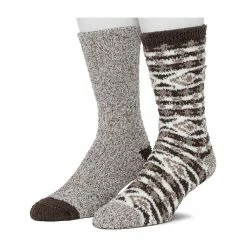 Cuddl Duds Socks For Men 2-Pack Patterned & Solid Ultra Soft and Cozy Crew Socks